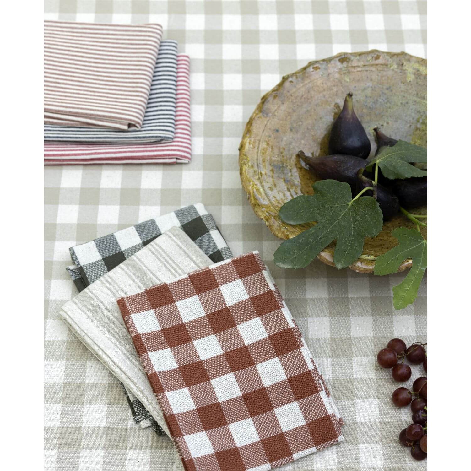 Baumwolle Webware - Küchentuch Karo Beige Braun-1 Baumwolle Webware - Küchentuch Karo Beige Braun-1