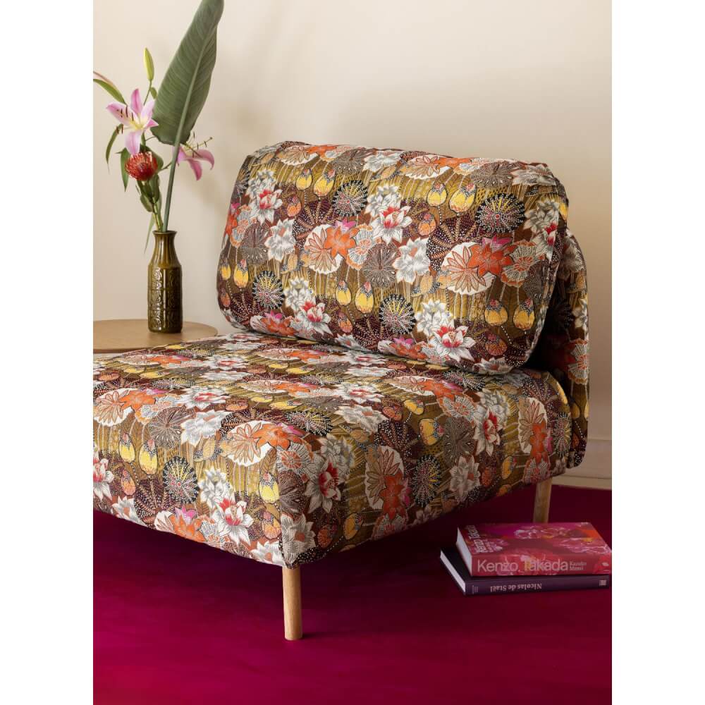 Toile canevas Jacquard - Fleurs de pavots Kaki Multicolore-1 Toile canevas Jacquard - Fleurs de pavots Kaki Multicolore-1