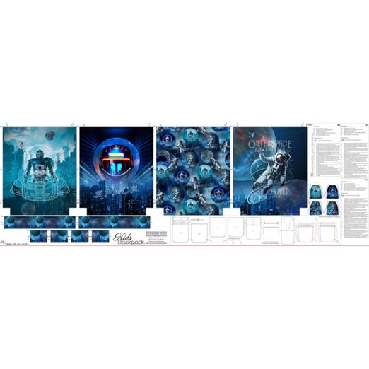 Canvas Taschen Panel - Digitaldruck Kids Backpack Austronaut Blau