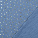 Baumwoll-Musselin - Double Gauze Foliendruck Blumen Jeansblau Baumwoll-Musselin - Double Gauze Foliendruck Blumen Jeansblau