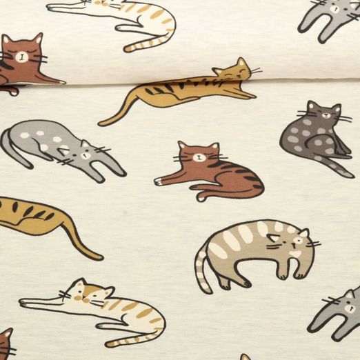 Jersey - Chats Mélange Beige Teinté dans la masse