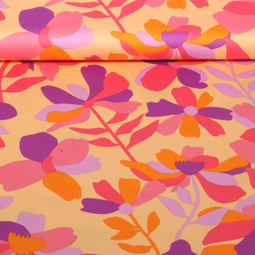 Satin de coton - Nerida Hansen Impression digitale Cloverdale Pêche