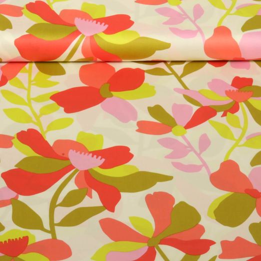 Satin de coton - Nerida Hansen Impression digitale Cloverdale Blanc