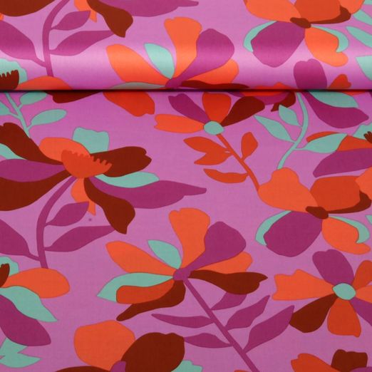 Baumwoll-Satin - Nerida Hansen Digitaldruck Cloverdale Lavendel