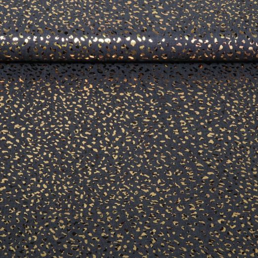 Tissu jeans pour blouses - Léopard Impression sur film Bleu