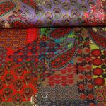 Satin - Paisleys Bulles Rouge Multicolore