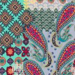 Satijn - Paisley Bubble Oranje Multicolor Satijn - Paisley Bubble Oranje Multicolor