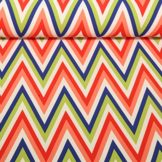 Tissu robes et blouses stretch - Tourbillons Zigzag Rouge