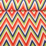 Tissu robes et blouses stretch - Tourbillons Zigzag Rouge