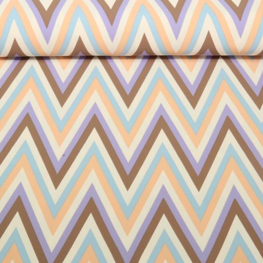 Tissu robes et blouses stretch - Tourbillons Zigzag Taupe