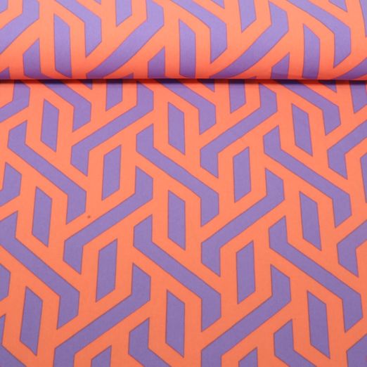 Tissu robes et blouses stretch - Tourbillons graphiques Corail