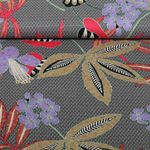 Satin de coton stretch - Fleurs et feuilles Bleu marine foncé