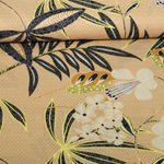 Satin de coton stretch - Fleurs et feuilles Beige