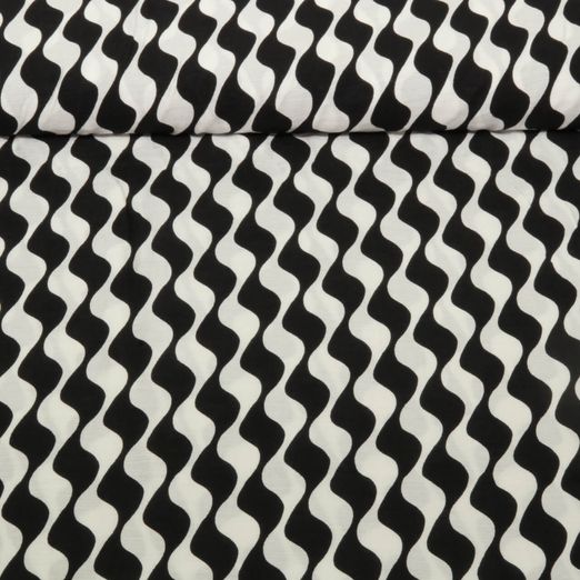 Tissu robe et blouse - Vagues Noir