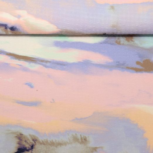 Tissu robes et blouses stretch - Bulles en aquarelle Lilas