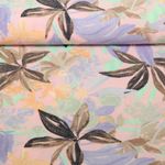 Tissu robes et blouses - Structure lin Fleurs Rose