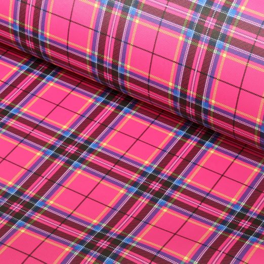 Kunstleder Tartan - pink - Meterware