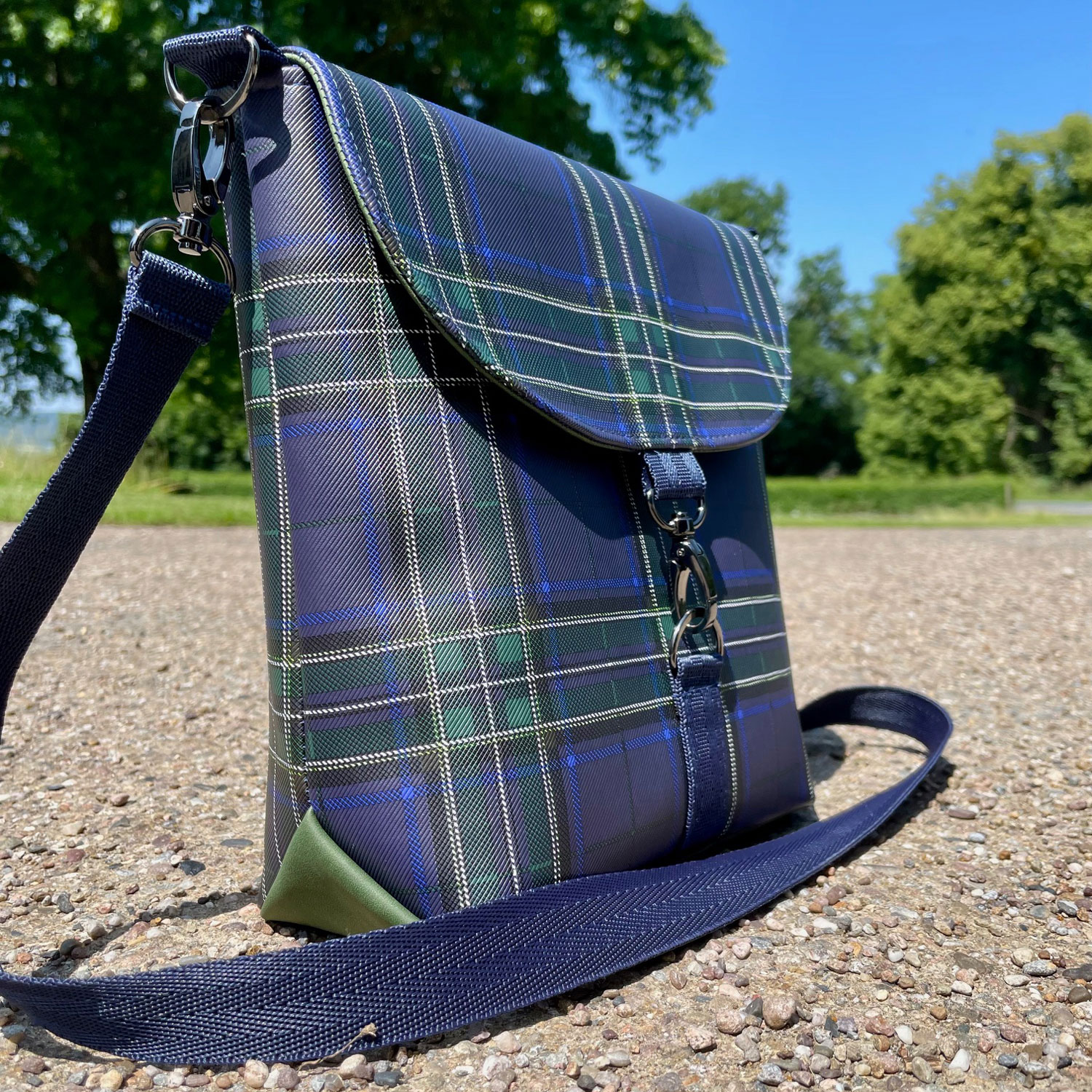 Kunstleder Tartan - marine - Meterware-2 Kunstleder Tartan - marine - Meterware-2