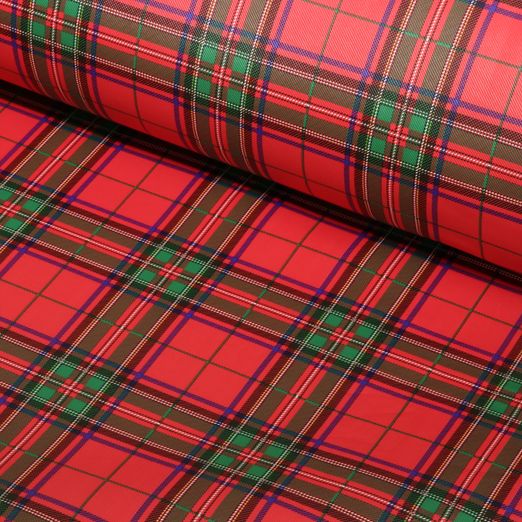 Simili synthétique Tartan - Rouge - Au mètre Simili synthétique Tartan - Rouge - Au mètre