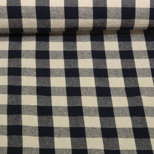 Baumwolle Webware - Küchentuch Karo Beige Indigo