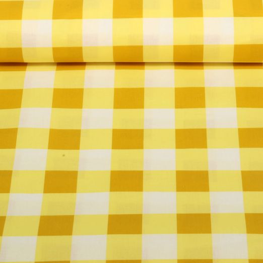 Coton enduit - Carreaux Jaune