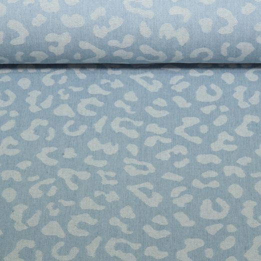 Tissu jeans pantalon - Léopard Bleu clair