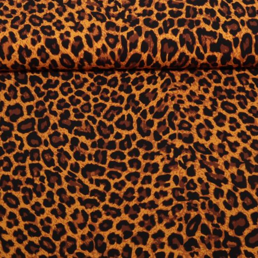 Viscose EcoVero - Impression digitale Léopard Marron