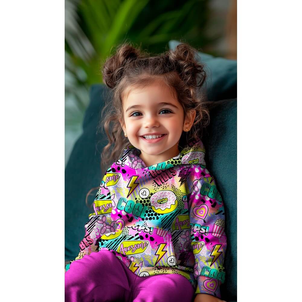 Sweat d'été - French Terry Imp. digi. Donuts Fuchsia Multicolore-1 Sweat d'été - French Terry Imp. digi. Donuts Fuchsia Multicolore-1