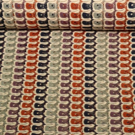 Spitzenstoff - Crochet Beige Navy