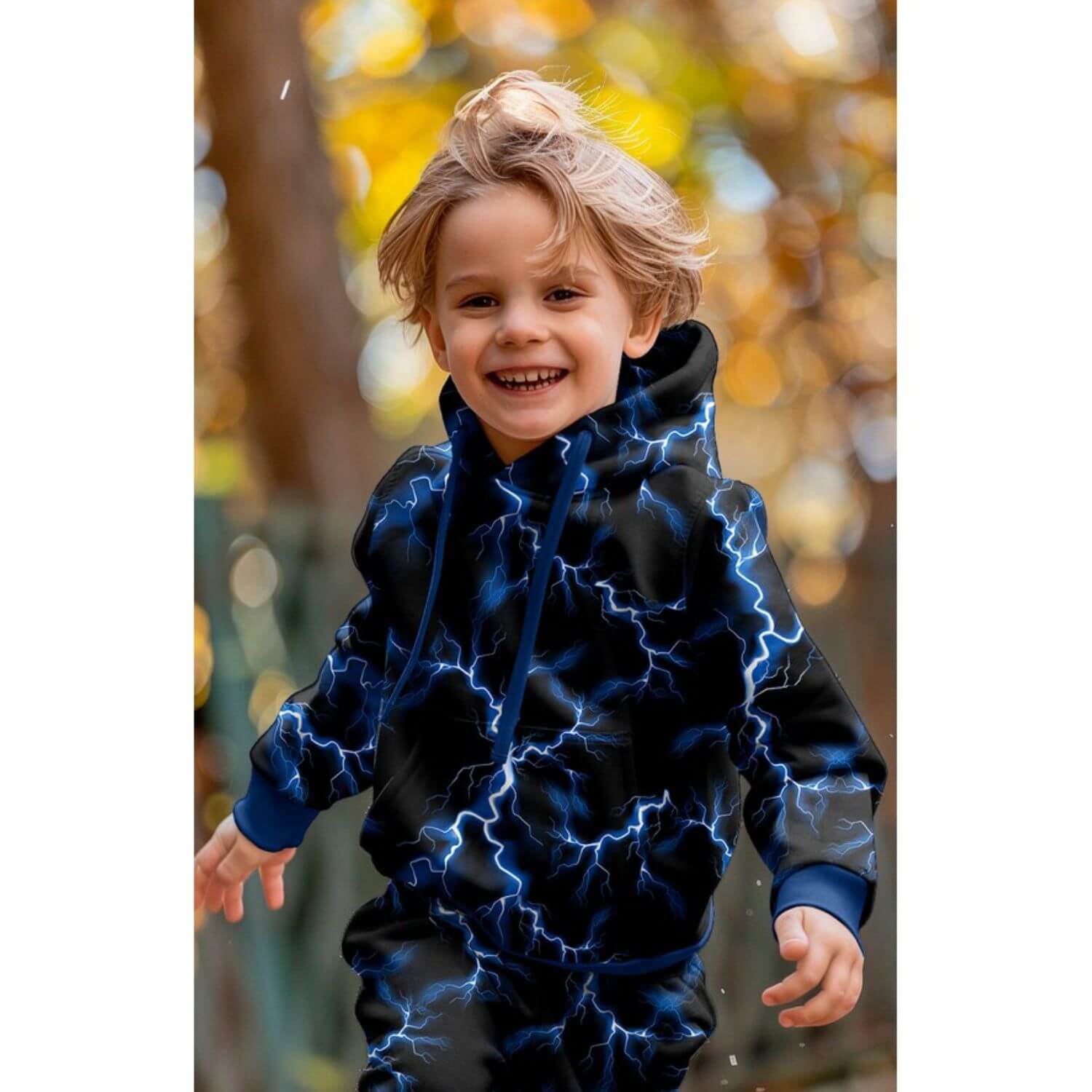 Sommersweat - French Terry Digitaldruck Blitze Schwarz-1 Sommersweat - French Terry Digitaldruck Blitze Schwarz-1