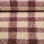 Tissu manteau - Bouclette Carreaux Violet Beige