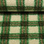 Tissu manteau - Bouclette Carreaux Vert Beige