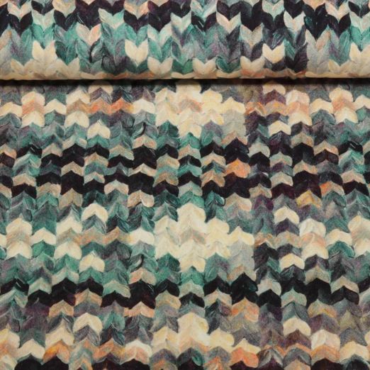 Jersey de viscose - Impression digitale Formes géométriques Vert