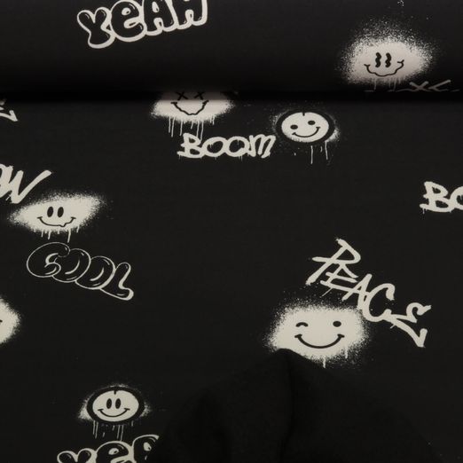 Softshell - Digitaldruck Graffiti Smiley Schwarz