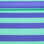 Toile de coton canevas - Rayures Vert menthe Bleu cobalt