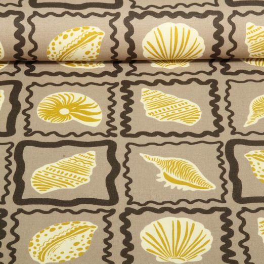 Toile de coton canevas - Coquillages Sable