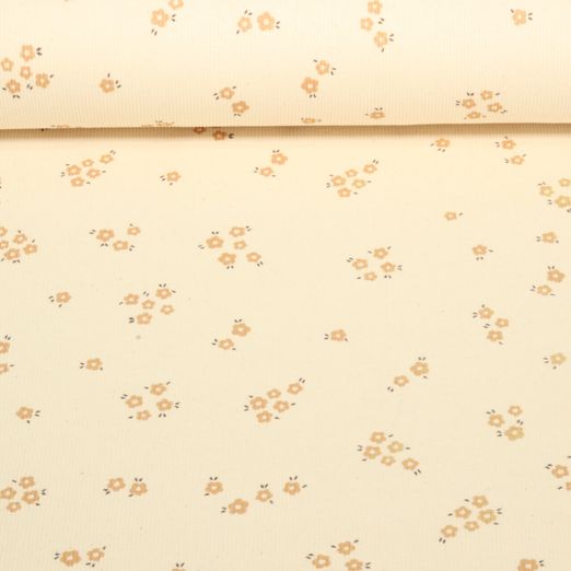 Bio Rippjersey Natural - Blumen Natur