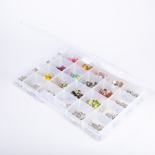 Ensemble de 240 boutons pression jersey fermés + boîte d'assortiment