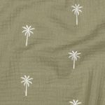 Muselina de Algodón - Double Gauze Bordado con Palmeras Verde Muselina de Algodón - Double Gauze Bordado con Palmeras Verde