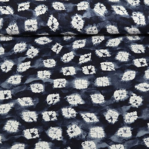 Viskose - Rayon Slub Stretch Batik Blau