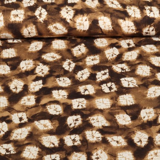 Viskose - Rayon Slub Stretch Batik Braun