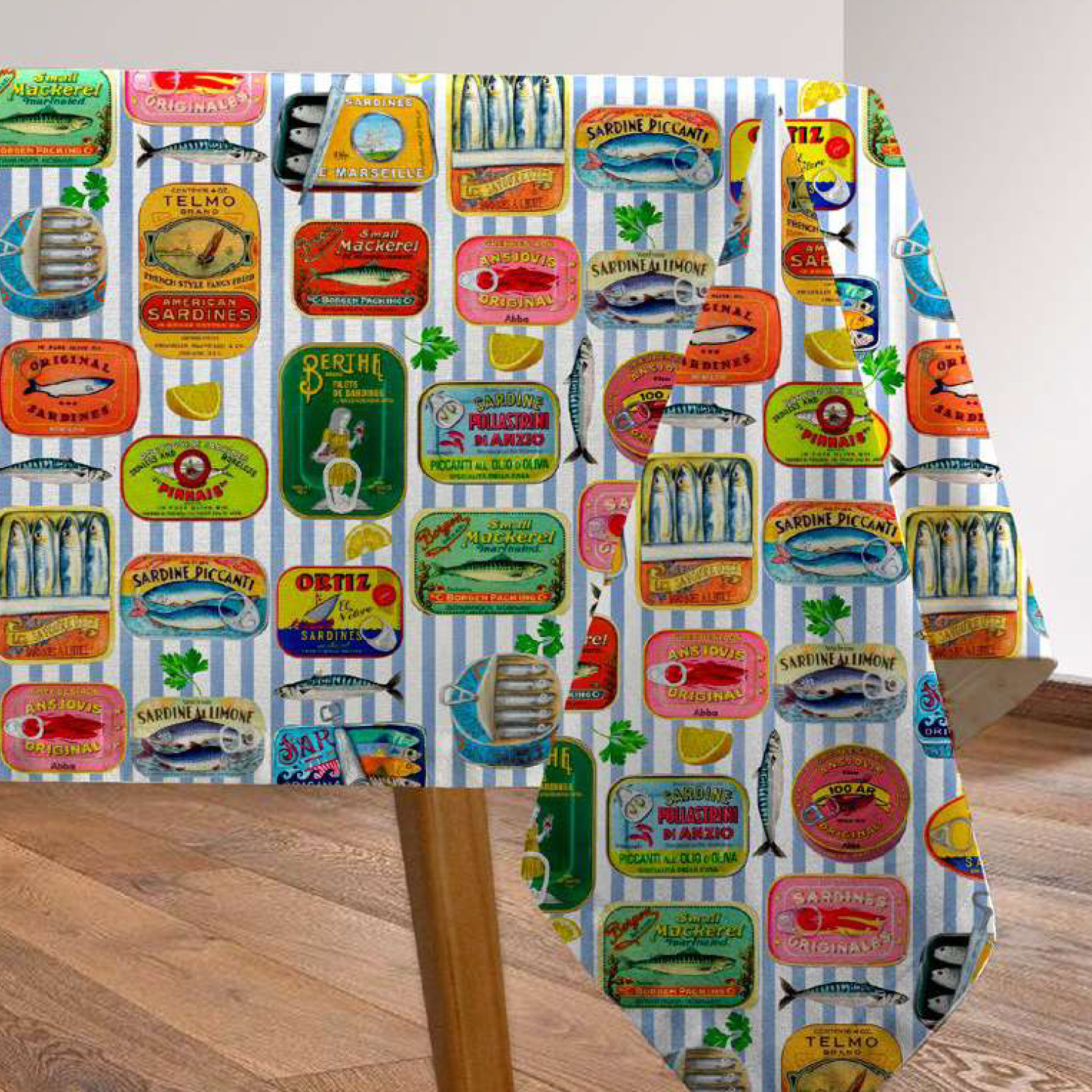 Baumwoll-Canvas Hugo & Hilda - Ölsardinen Gestreift Ecru Multicolor-2 Baumwoll-Canvas Hugo & Hilda - Ölsardinen Gestreift Ecru Multicolor-2