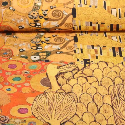 Toile de coton canevas Hugo & Hilda - Art nouveau de Vienne Jaune
