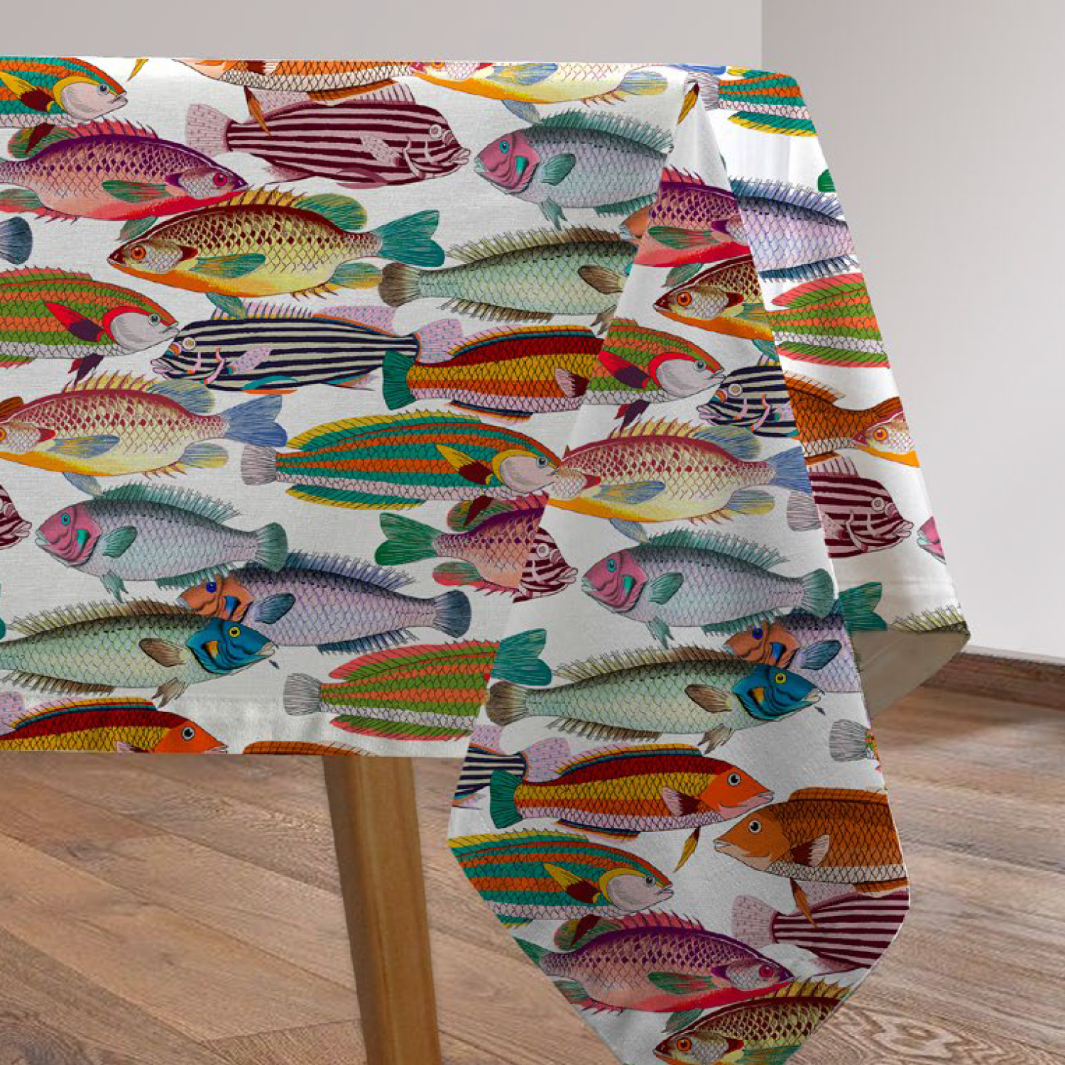 Baumwoll-Canvas Hugo & Hilda - Fische Ecru Multicolor-2 Baumwoll-Canvas Hugo & Hilda - Fische Ecru Multicolor-2