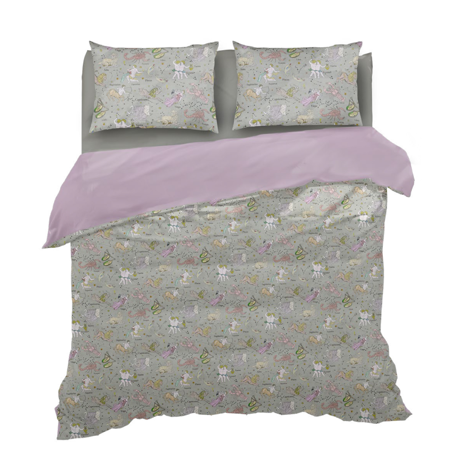 Toile de coton canevas Hugo & Hilda - Signes du zodiaque Gris-2 Toile de coton canevas Hugo & Hilda - Signes du zodiaque Gris-2