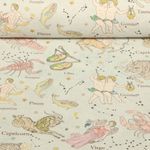 Toile de coton canevas Hugo & Hilda - Signes du zodiaque Bleu clair