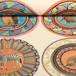 Toile de coton canevas Hugo & Hilda - Animaux Mandalas Ecru