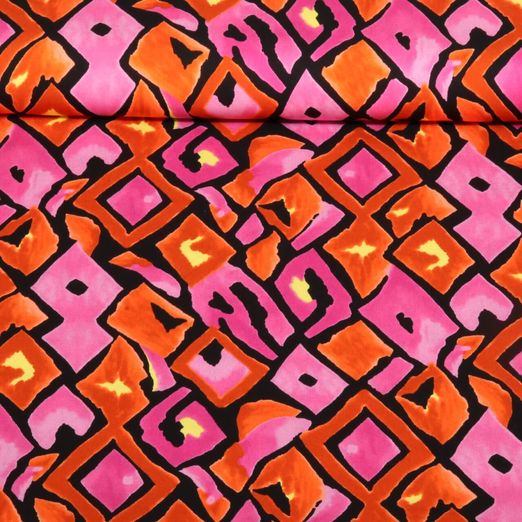 Satin de viscose - Losanges Fuchsia