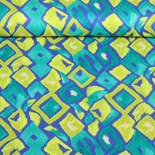 Viskose-Satin - Rauten Royalblau