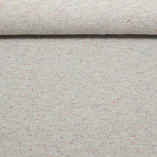 Sweat d'été - French Terry Grosses bouclettes Imp. digi. Gris clair Mélange